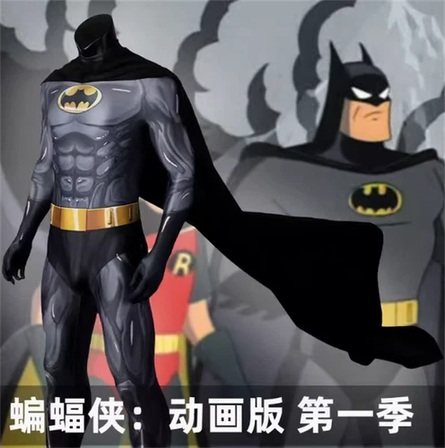 Batman Cosplay Costume Men's Jumpsuit+Cape Outfits Halloween Party Uniform Suit 
