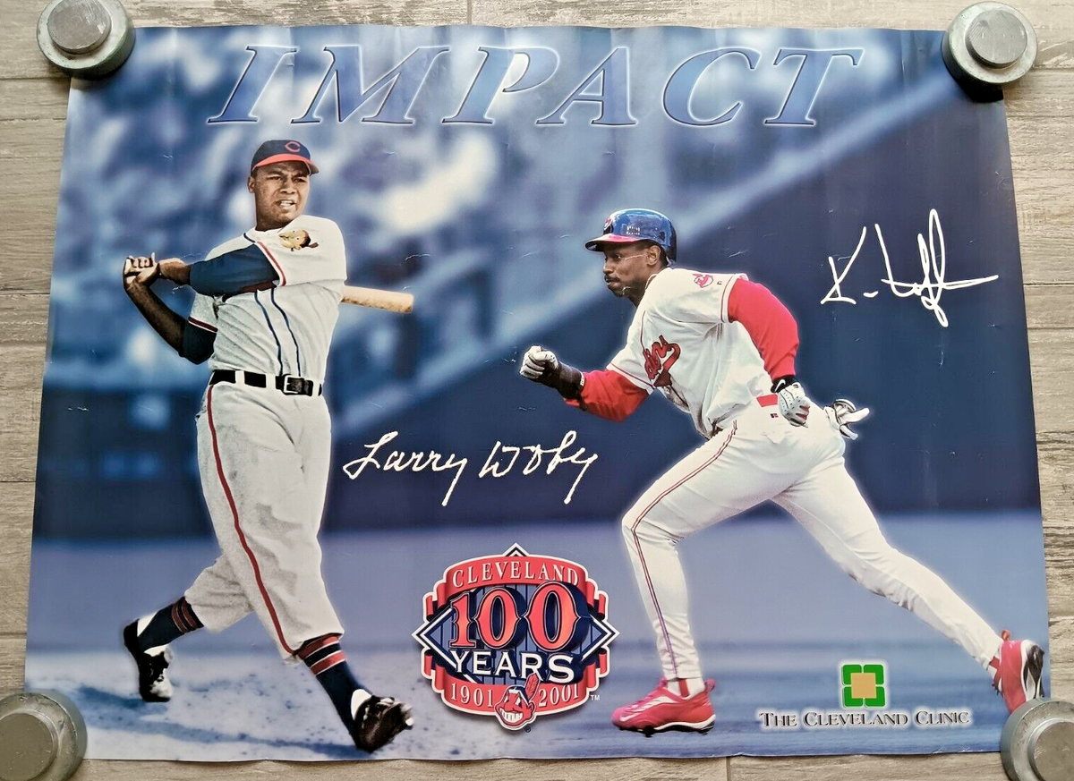 2001 CLEVELAND INDIANS 100 ANN POSTER LARY DOBY & KENNY LOFTON