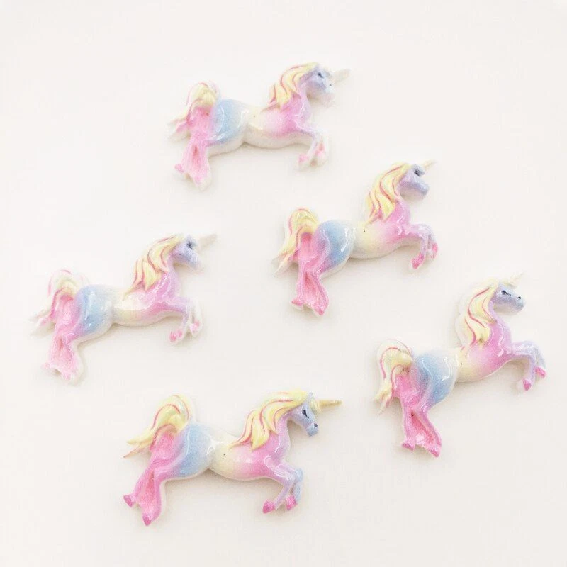 Colorful Kawaii Resin Unicorn Flatback Stone Scrapbook DIY Decor Home Crafts 6pc - Image 3 of 4