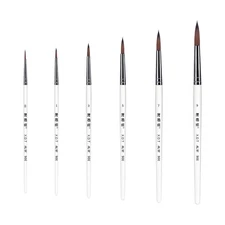 XDT#900 Round Tip Highlight Liner Artist Paint Art Brush 6pc Acrylic Watercolor