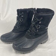 Lands End Youth size 3M Kids Lace Up Black Snow Waterproof Duck Boots