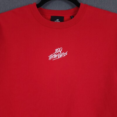 100 Thieves Foundations Sweatshirt Mens Large Red Long Sleeve Crewneck Pullover