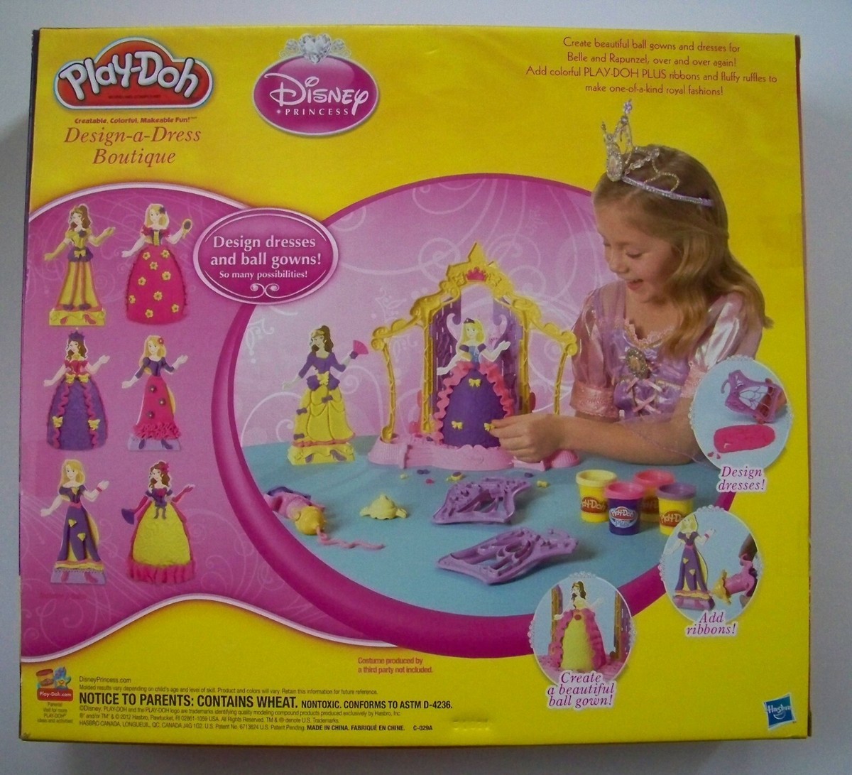 CONTAINS WHEAT- Play-Doh Disney Princess Design a Dress Boutique NEW Belle