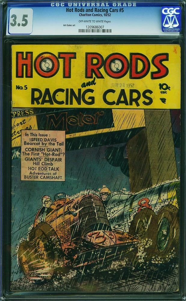 HOT RODS AND RACING CARS 5 CGC 3.5 OFF WHITE TO WHITE PAGES 1952 A5