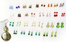 Murano Glas, Kristall Ohrringe, Ohrhänger, weiß, gelb, grün, rosa, blau