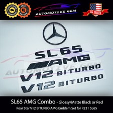 Sl65 Amg V12 Biturbo Rear Star Emblem Black Badge Combo Set For Mercedes R231 Sl65 Amg V12 Biturbo Rear Star Emblem Black Badge Combo Set For Mercedes R231