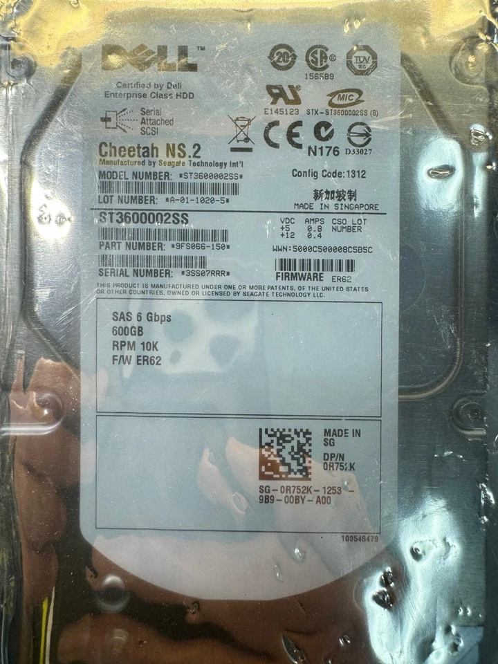 DELL R752K ST3600002SS 9FS066-150 600GB 10K RPM Cache 16MB 6Gb/s SAS 3.5" HDD - Image 2 of 4