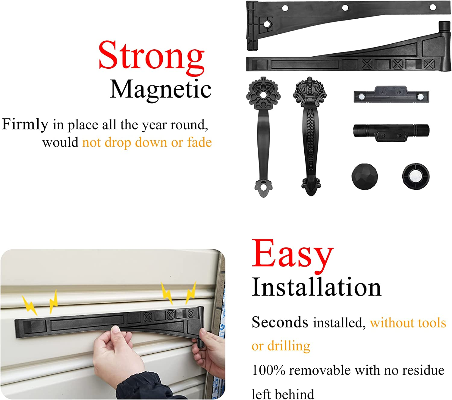 Decorative Garage Door Hardware Accents Set (8 Set with 12 PCS