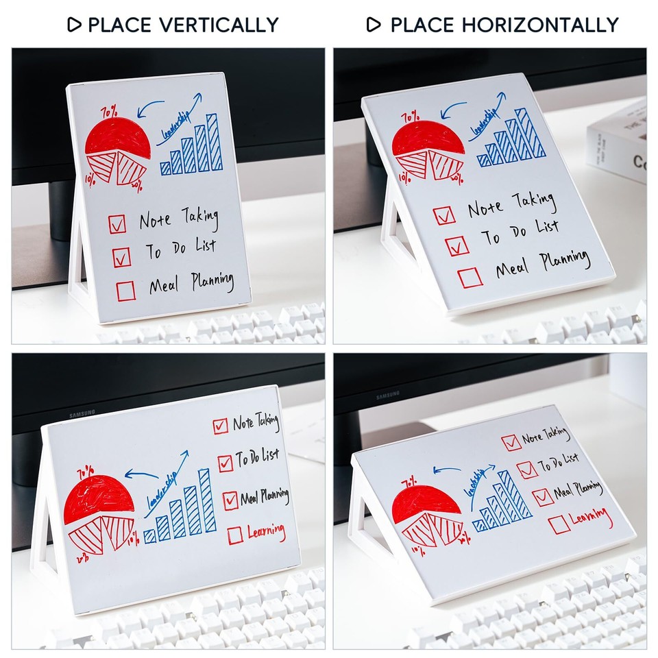 White Board Dry Erase Board 11.8 x 8.3 Inches Small StandUp or