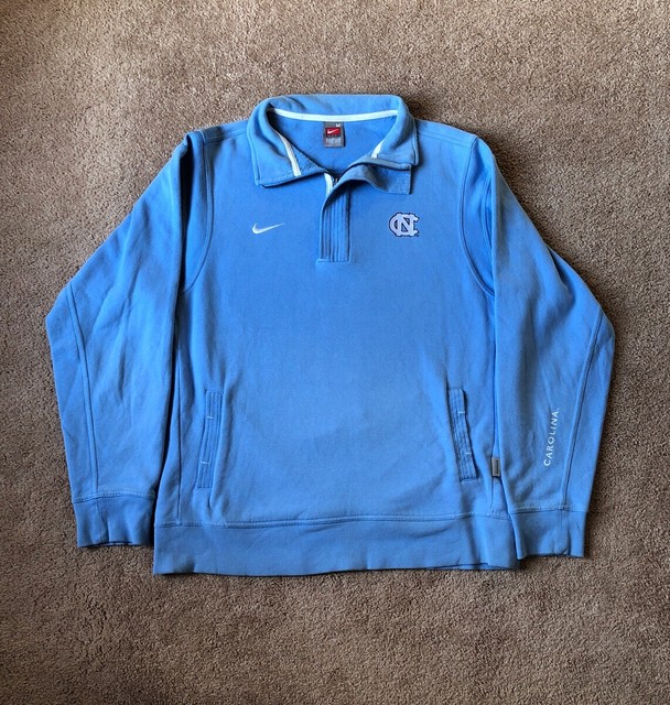 Nike Team Mens Authentic North Carolina Tar Heels Blue 1/4 Zip Pullover Sweater | eBay