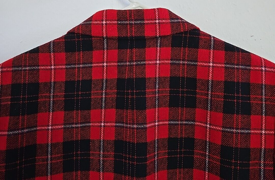 Pendleton Red Plaid Blazer Jacket 2 Button gold W… - image 10