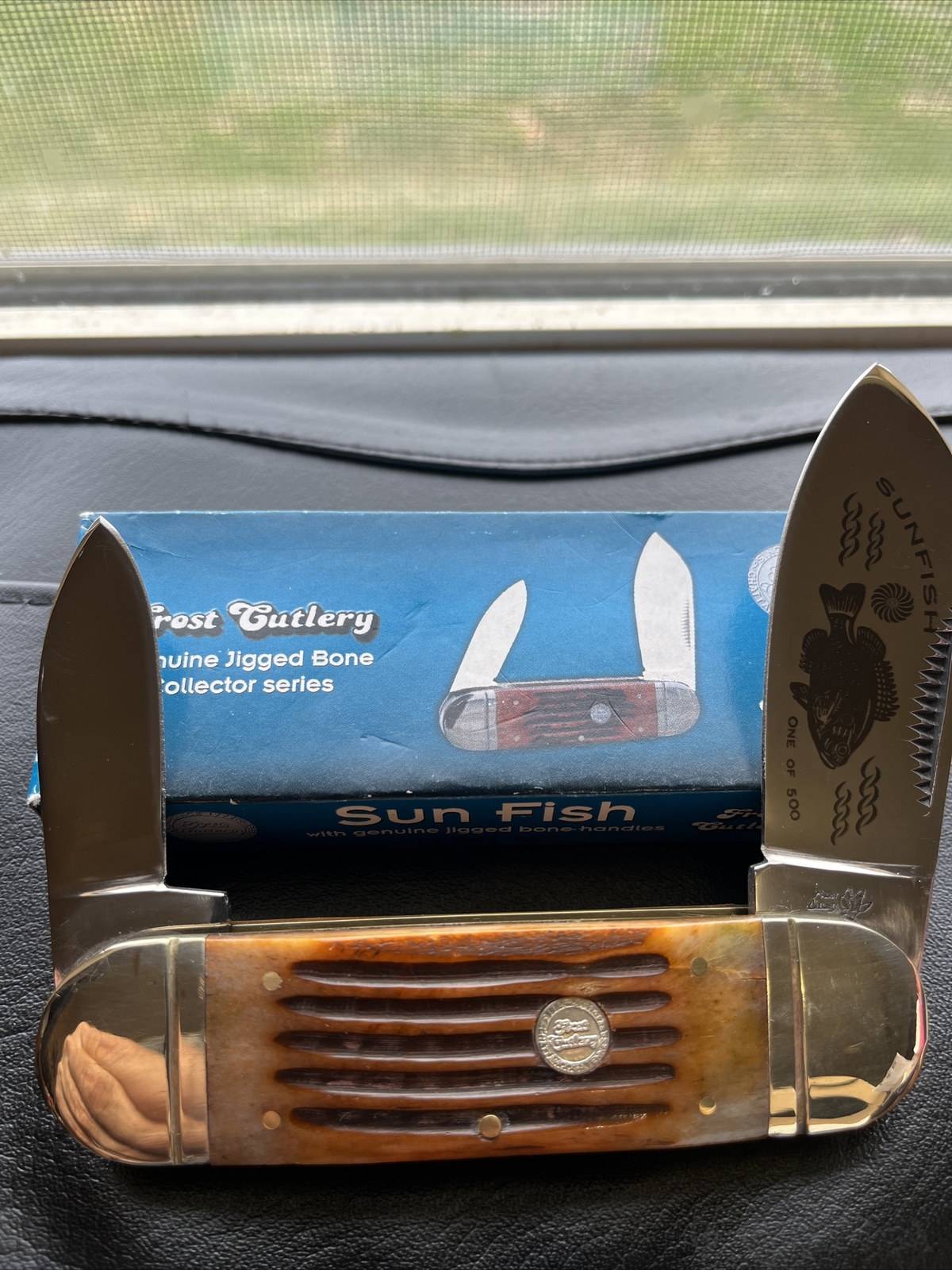 LARGE BONE HANDLE SUN FISH FROST CUTLERY POCKET KNIFE eBay