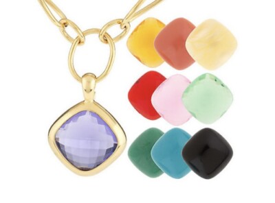 Joan Rivers Chic Links 10 Color Changeable 17-1/4'' Necklace Goldtone NIB