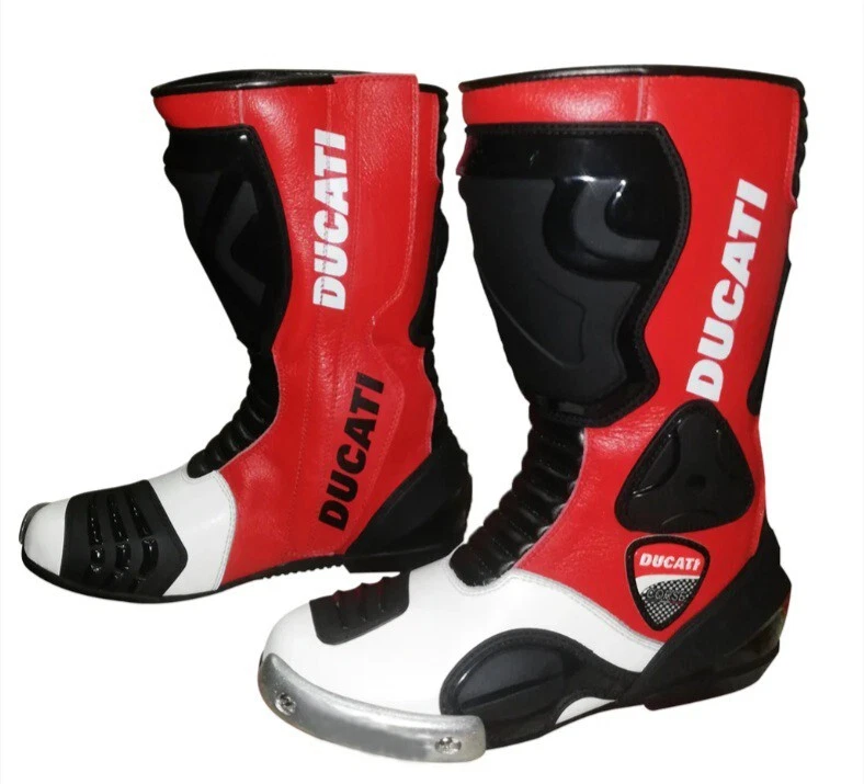 NUEVO DUCATI CORSE MOTOCICLISTA MOTO CARRERAS CUERO BOTAS/ZAPATOS Foto 2 de 4