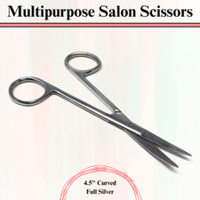 Salon Unisex Scissors for Eyebrow Trimming Haircuts Beard Shaping 4.5" Curved
