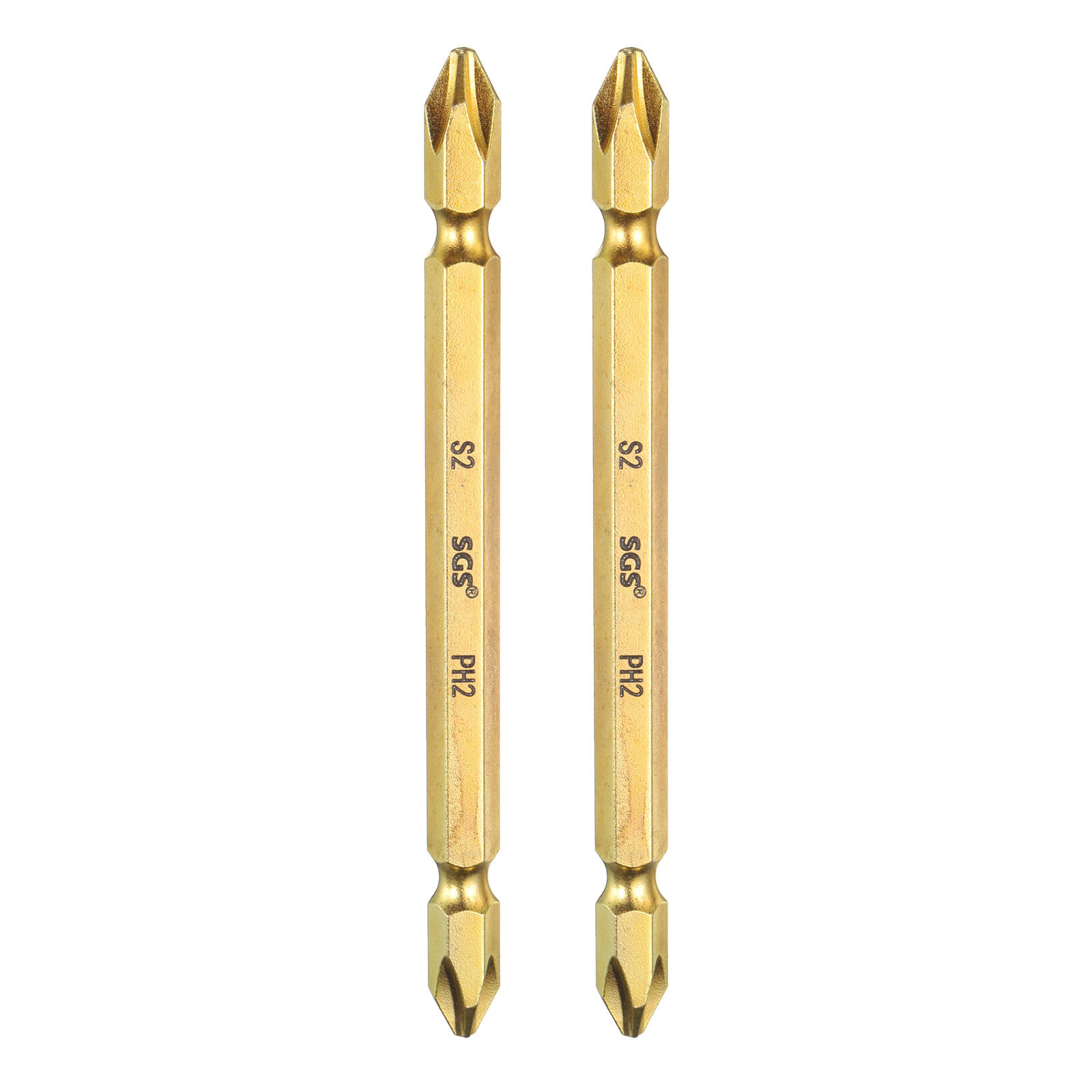 2pcs PH2 Magnetic Double-Ended Phillips Screwdriver Bit 4 Inch Gold Coated