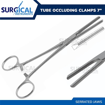 Tube Occluding Clamps 7'' Serrated Jaws Surgical Instruments German Grade