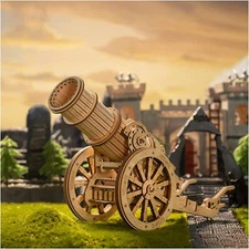 ROKR Cannon Model Siege Artillery Mechanical 3D Wooden Puzzle Kids Toy Xmas Gift