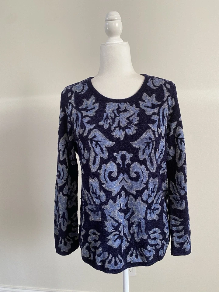 Suéter para mujer Chico's tejido azul LS talla 1 Foto 2 de 4