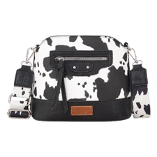Wrangler Ladies Zippered Cow Print Black Crossbody Bag WG133-213BK