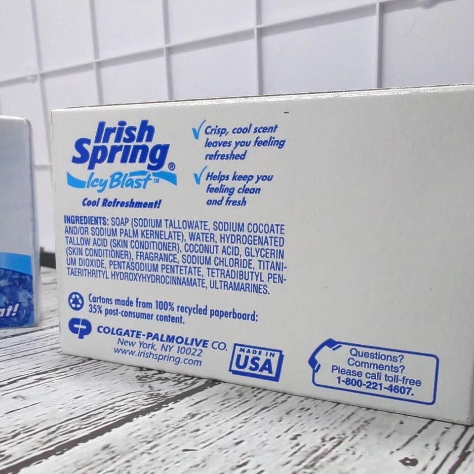 Lot of 4 Vintage Irish Spring Icy Blast Soap Bars New Sealed 4.5oz each - Image 4 of 4