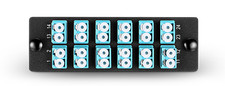 Fiber Adapter Panel with 12 LC Duplex 10G OM3/OM4 Multimode Adapters Aqua -0617