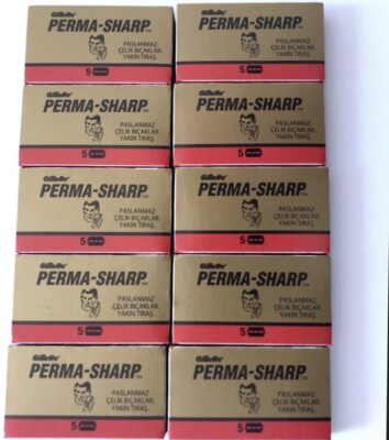 50X PERMA-SHARP DOUBLE EDGE RAZOR SHAVING BLADES FOR SAFETY RAZOR