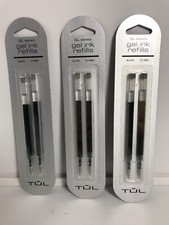 TUL Gel Pen Refills, Medium Point, 0.7 mm, Black Ink, 3 Pack Of 2 Refills