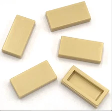 Lego 5 New Tan Tiles 1 x 2 Flat Smooth Pieces
