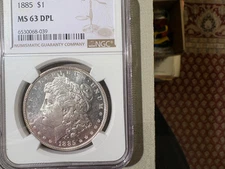 1885 P Morgan Silver Dollar NCG MS 63 DPL (Deep Mirror Proof Like)