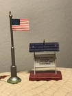 Vintage Hallmark Tin Ornament Lot ~ Town & Country Flag Church Sign Billboard