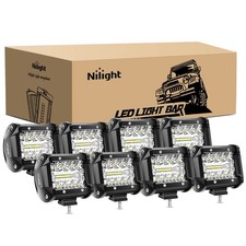 Nilight 8Pcs Led Pods 4Inch 60W Light Bar Flood Spot Combo Triple Row Driving