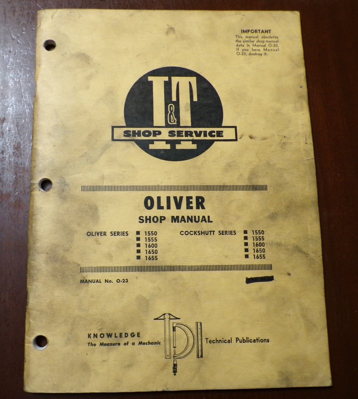 Oliver/Cockshutt 1550/1555/1600/1650/1655 Tractors I&T Shop Service Manual 1971