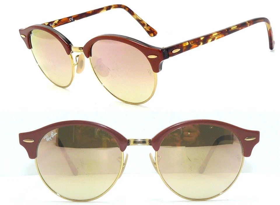 Ray Ban SONNENBRILLE BRAUN GOLD SPIEGEL RB 4246 CLUBROUND 4346 BRILLE 3016 ETUI, Foto 1 von 5