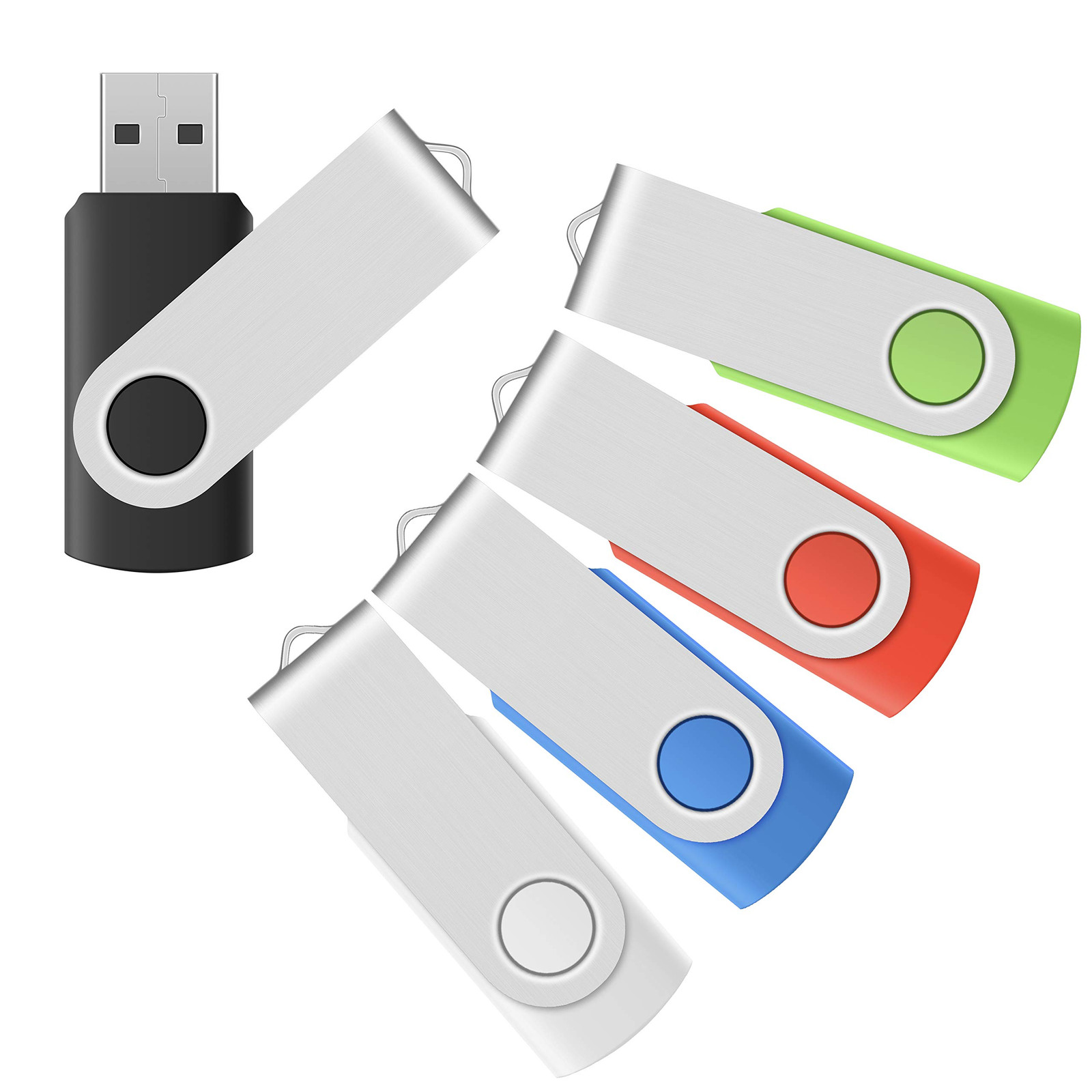 USB Flash Drives Memory Sticks Multi Pack (5 Assorted Colors, 3.0 128GB)