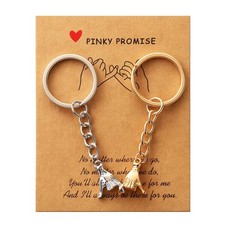 2Pcs Pinky Promise Keychain, Matching Couple Keychain Gift Couple Key Chain S...