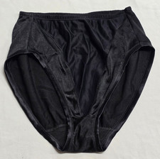 VTG Vanity Fair Hi-Cut Silky Nylon Panties Style 40-224 Size XL Black Sissy
