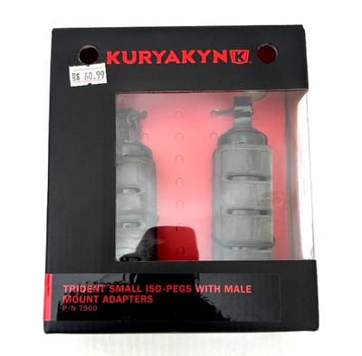 Kuryakyn 7560 Trident Small ISO Foot Pegs - Male Mount (Pair), ALL BLACK