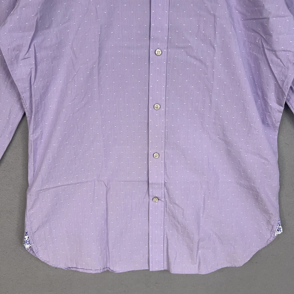 Camisa Ted Baker Resistencia Para Hombres 15.5 32/33 Punto Púrpura Floral Puño Preppy Oficina Foto 3 de 4