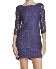 Vince Camuto WomensParty  Dress Navy Blue Lace 3/4 Sleeve Zipper  - Sz 6