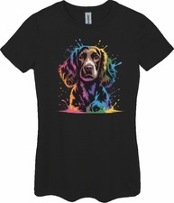 Field Spaniel Splash Art Ladies Fitted T Shirt Sizes Small-2XL