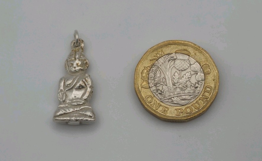 Vintage Solid Silver Budda Praying Charm Pendant … - image 5