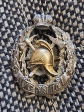 Tsarist Russia. Original silver badge, emblem of a Fire Department officer.