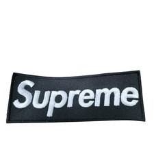 Embroidered Supreme Black Canvas Sew-On Patches — 4.875 Inches Wide