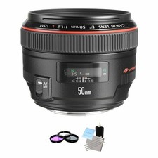 Canon EF 50 mm F/1.2 L USM Lens + 3 Piece Filter Kit, Lens Cleaning Kit System