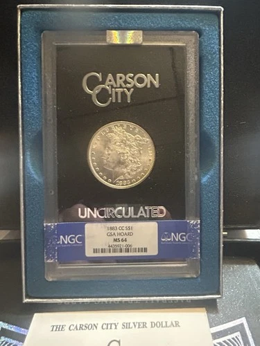 1883-CC CARSON CITY MORGAN SILVER DOLLAR MS64 GSA HOARD W BOX 🔥🔥📈📈