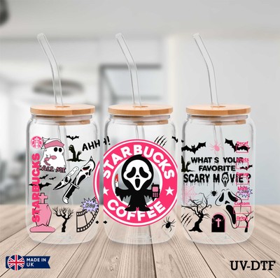 Ghostface Killer UV DTF Aufkleber - 16oz Libbey Dose Glasfolie yd239
