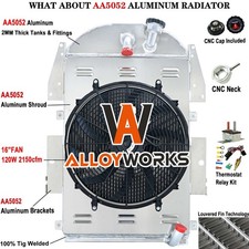 4row Aluminum Radiatorshroud Fan Fit 1934-1936 Chevrolet Truck Pickup 3.4l V8