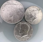 Peace Dollar and Kennedy Half Lot of 3 Coins Constitutional Silver Low Reserve