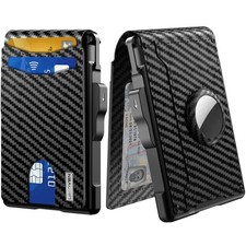 umoven AirTag Wallet for Men - with Pop Up Aluminum Case Money Clip Slim Leat...